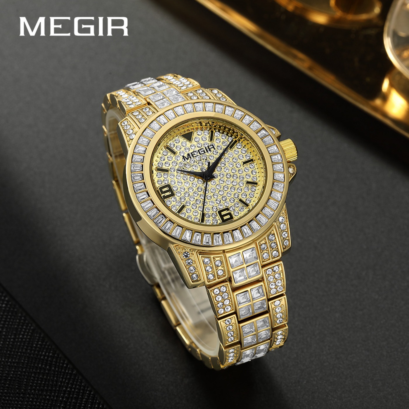MEGIR Luxury Diamond Watches U - Luxury Watch And Bracelet 评论和价格