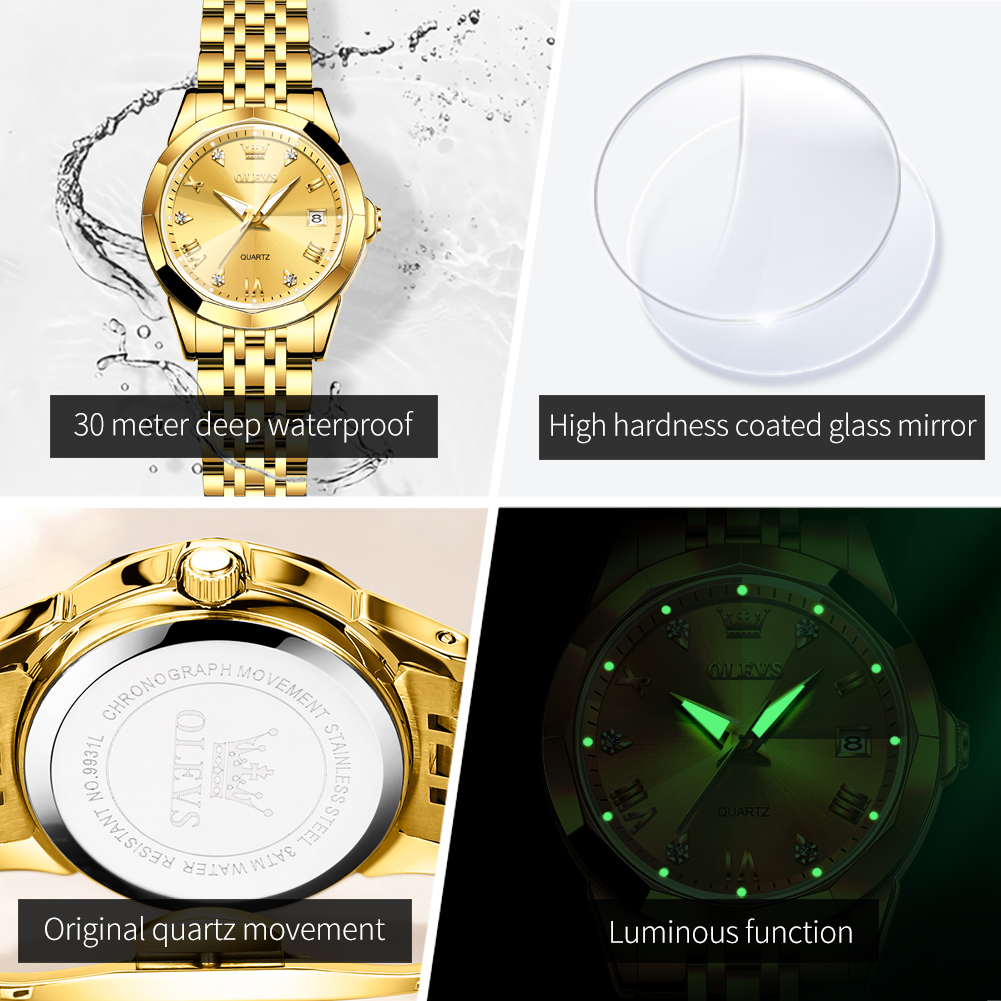 OLEVS Fashion Golden Watch for - Luxury Watch Logos 评论和价格