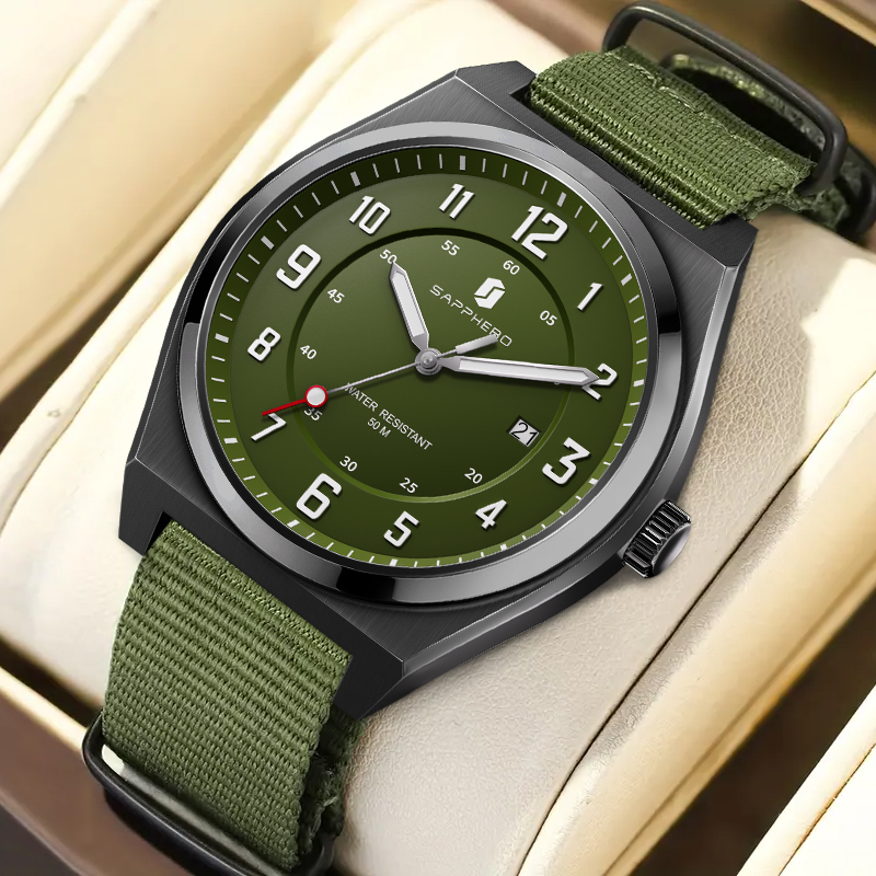 SAPPHERO Men's Sports Quartz W - Luxury Watch With Green Dial 评论和价格
